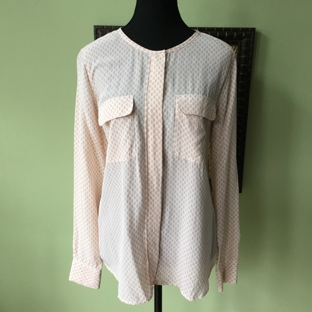 Equipment Lynn 100% Silk Teardrop Pockets Button Blouse Top
